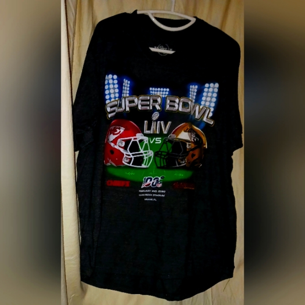 Superbowl 54 Chiefs Vs. 49ers Black Short Sleeves Shirt, Size L